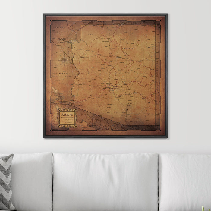 Push Pin Arizona Map (Pin Board) - Golden Aged