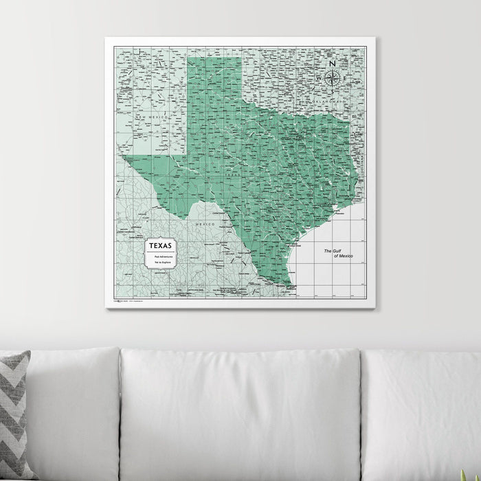 Push Pin Texas Map (Pin Board) - Green Color Splash CM Pin Board