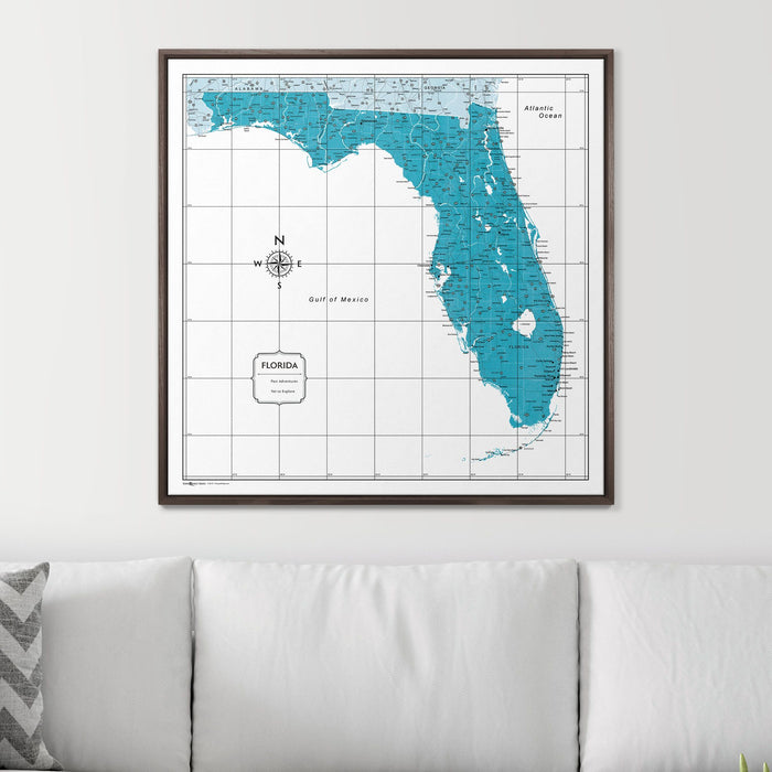 Push Pin Florida Map (Pin Board) - Teal Color Splash CM Pin Board