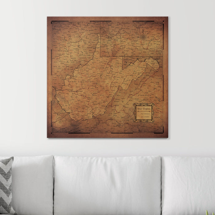 Push Pin West Virginia Map (Pin Board) - Golden Aged CM Pin Board