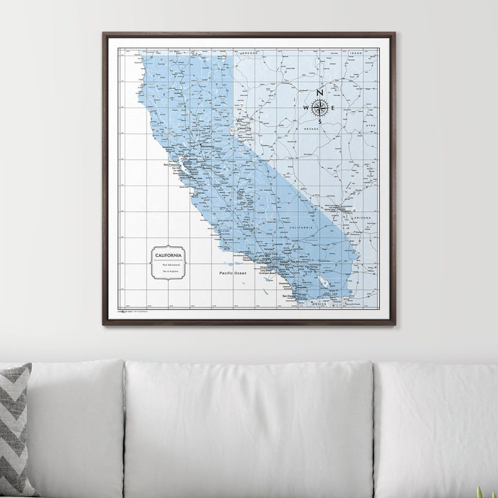 Push Pin California Map (Pin Board) - Light Blue Color Splash