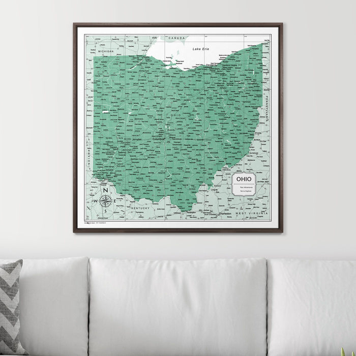 Push Pin Ohio Map (Pin Board) - Green Color Splash