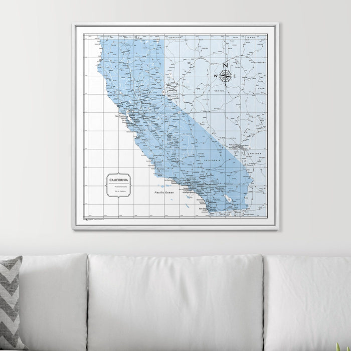 Push Pin California Map (Pin Board) - Light Blue Color Splash - Conquest  Maps LLC