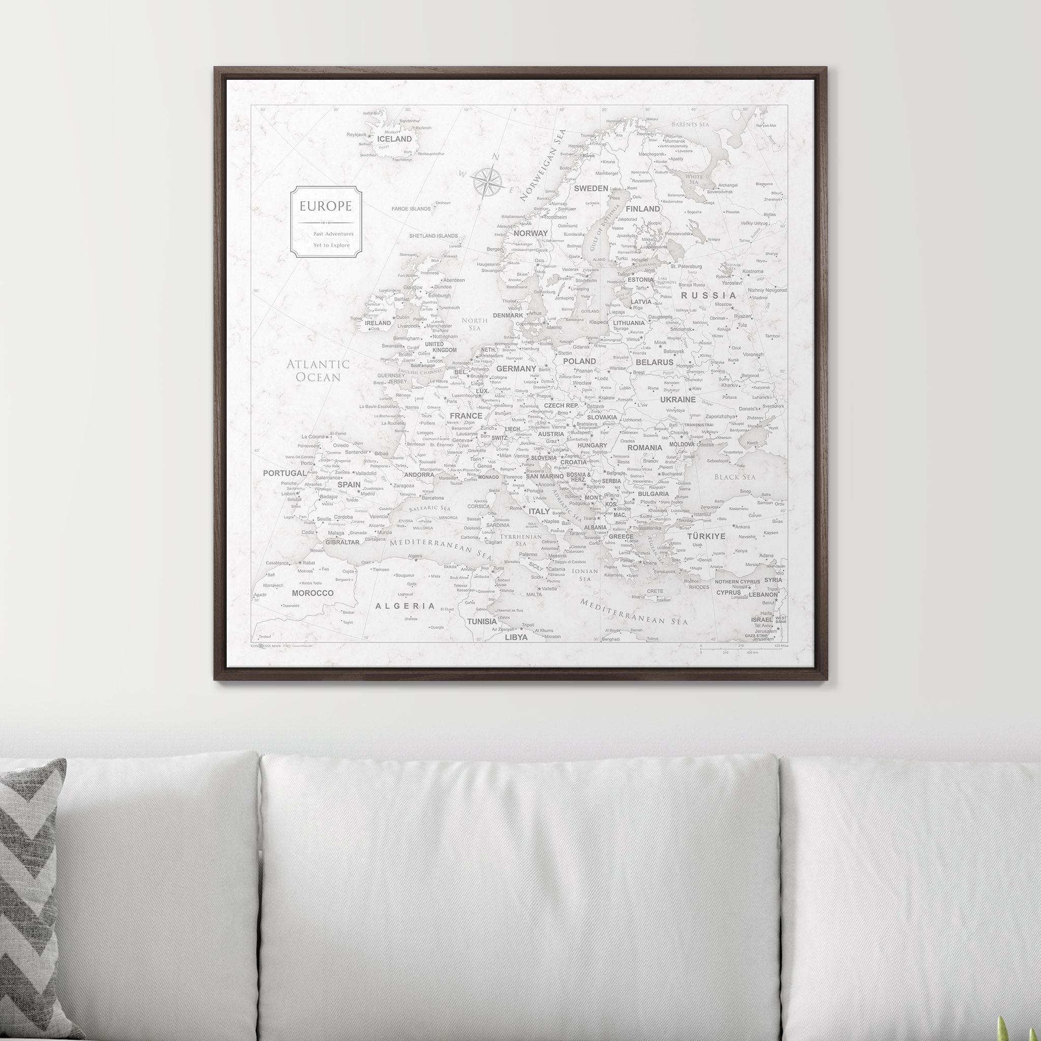 Push Pin Europe Map (Pin Board) - Classic Marble CM Pin Board