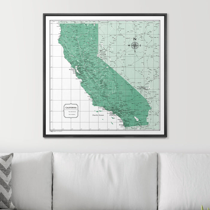Push Pin California Map (Pin Board) - Green Color Splash