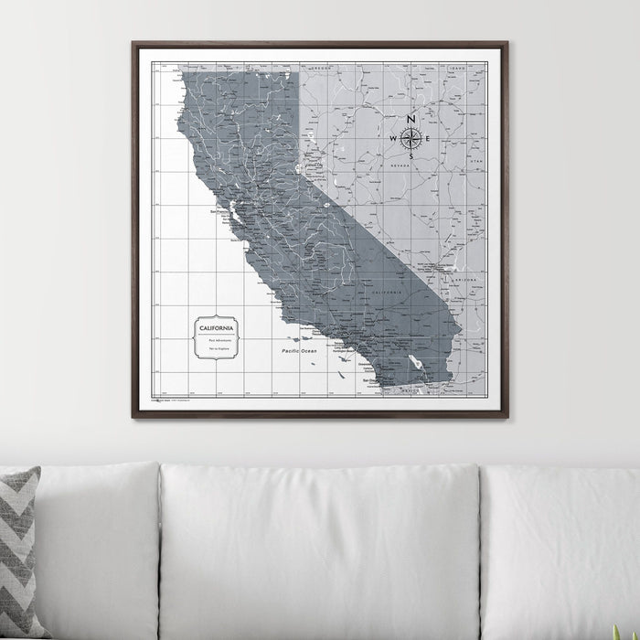 Push Pin California Map (Pin Board) - Dark Gray Color Splash