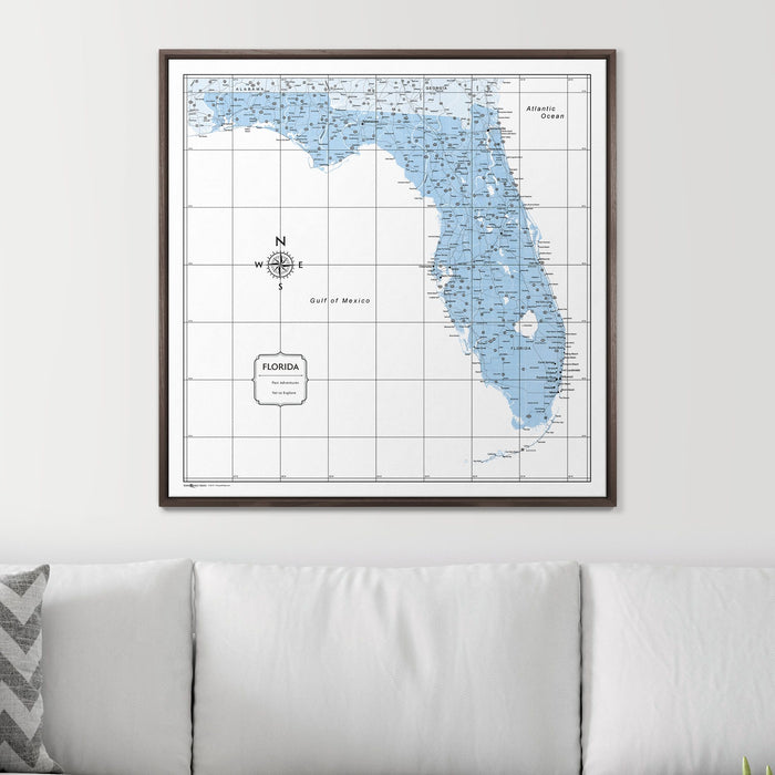 Push Pin Florida Map (Pin Board) - Light Blue Color Splash