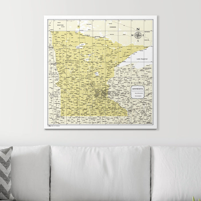 Push Pin Minnesota Map (Pin Board) - Yellow Color Splash