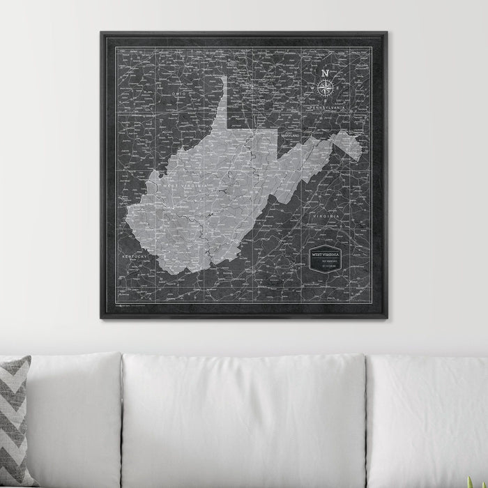 Push Pin West Virginia Map (Pin Board) - Modern Slate