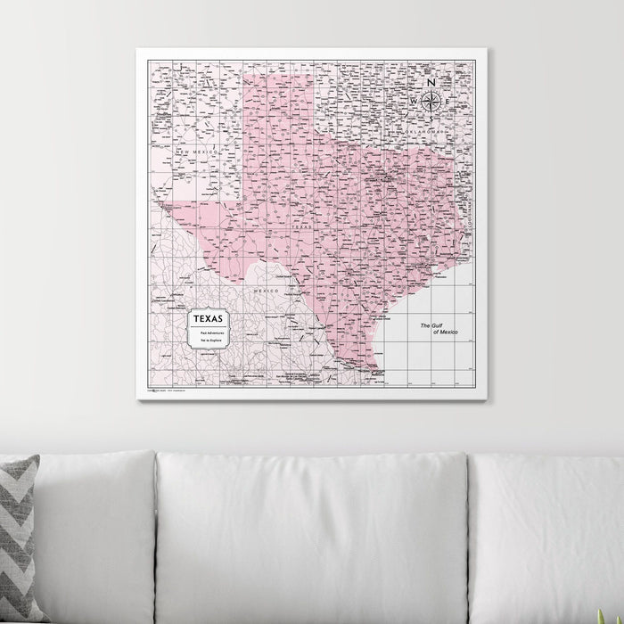 Push Pin Texas Map (Pin Board) - Pink Color Splash CM Pin Board