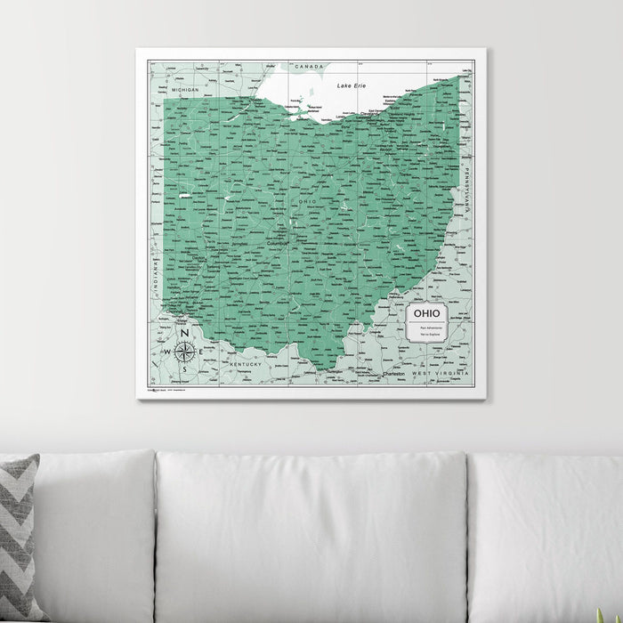 Push Pin Ohio Map (Pin Board) - Green Color Splash