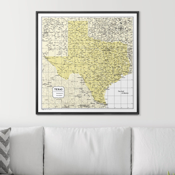 Push Pin Texas Map (Pin Board) - Yellow Color Splash CM Pin Board