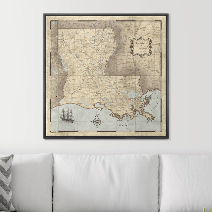 Push Pin Louisiana Map (Pin Board) - Rustic Vintage