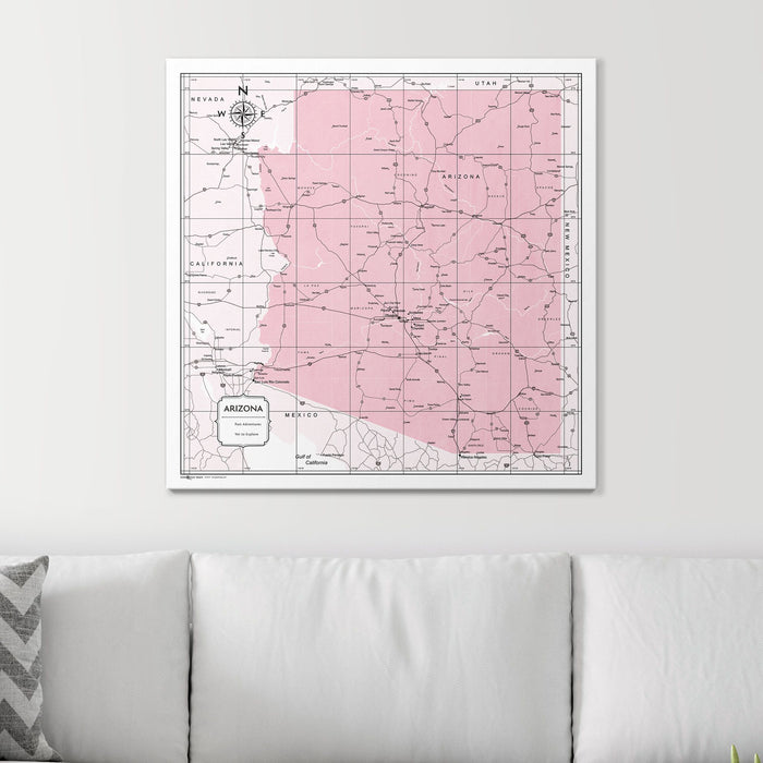 Push Pin Arizona Map (Pin Board) - Pink Color Splash CM Pin Board