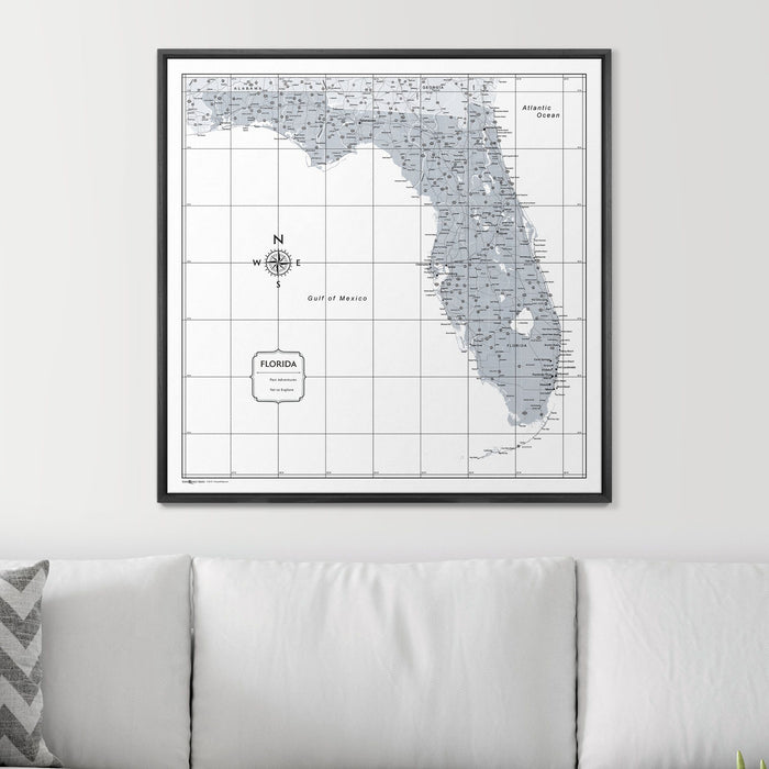 Push Pin Florida Map (Pin Board) - Light Gray Color Splash