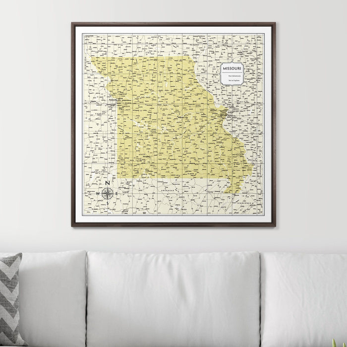 Push Pin Missouri Map (Pin Board) - Yellow Color Splash CM Pin Board