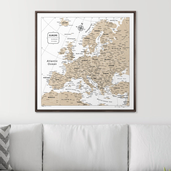 Push Pin Europe Map (Pin Board) - Light Brown Color Splash