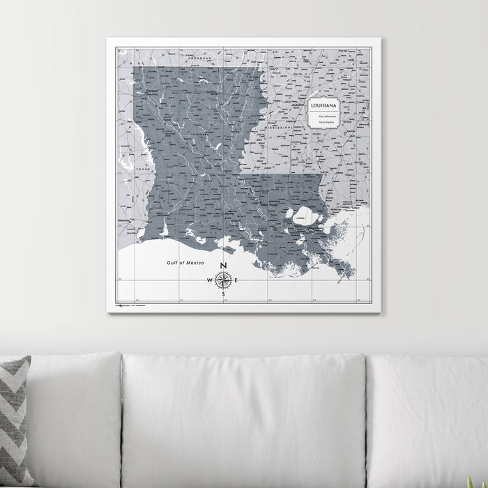 Push Pin Louisiana Map (Pin Board) - Dark Gray Color Splash