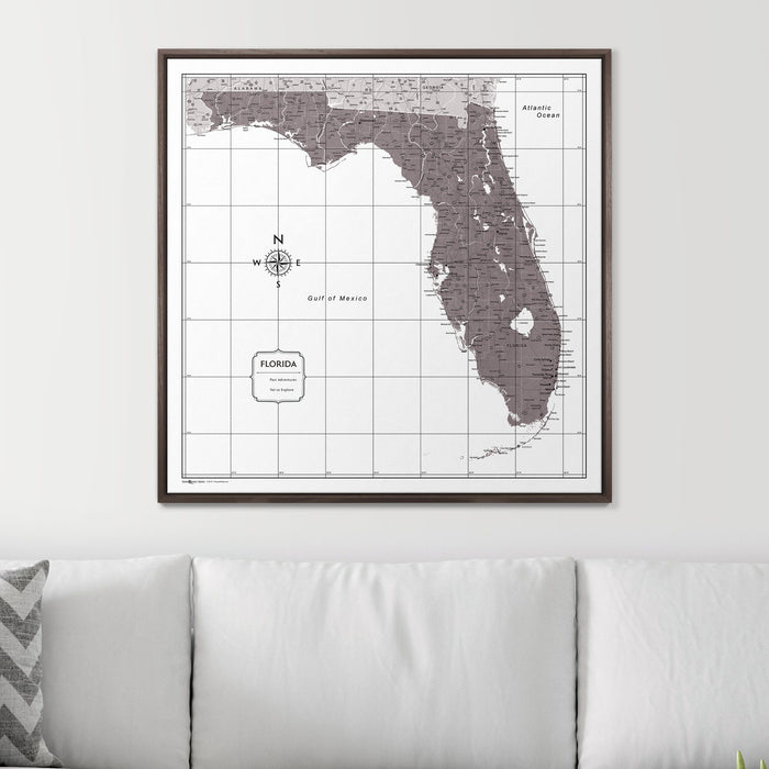 Push Pin Florida Map (Pin Board) - Dark Brown Color Splash CM Pin Board
