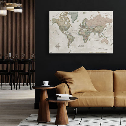 Push Pin World Map (Pin Board) - The Adventurer - Essentials Collection Conquest Maps LLC