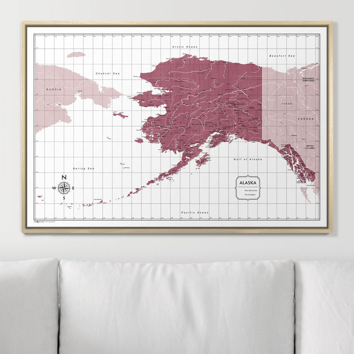 VARIATION TEST Push Pin Alaska Map (Pin Board) - Burgundy Color Splash CM Pin Board