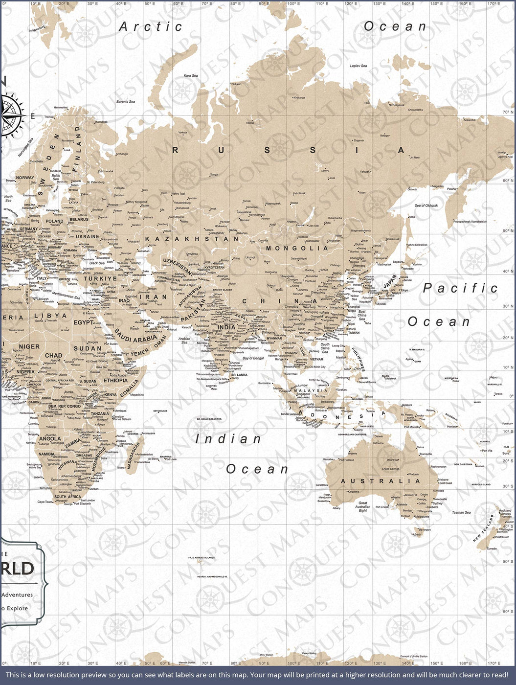 Map of the World | Brown Color Splash | Shop Conquest Maps