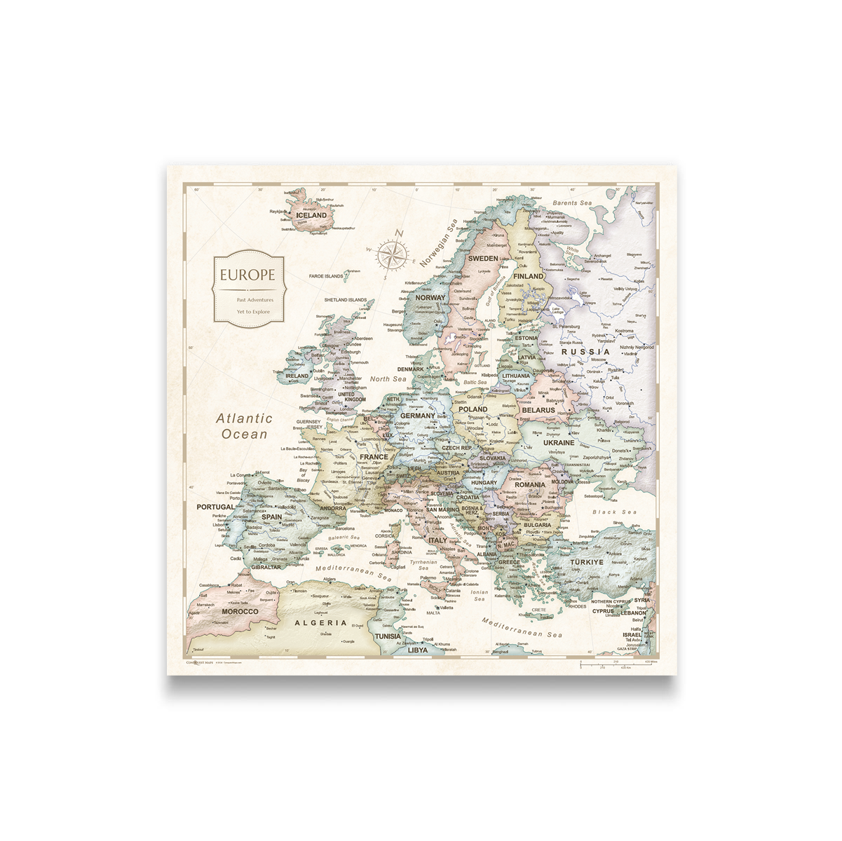 Push Pin Europe Map (Pin Board) - Desert Sunrise