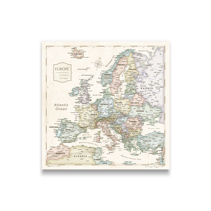 Push Pin Europe Map (Pin Board) - Desert Sunrise