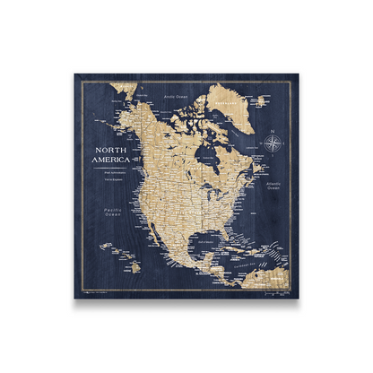 Push Pin North America Map (Pin Board) - Deep-Sea Drift