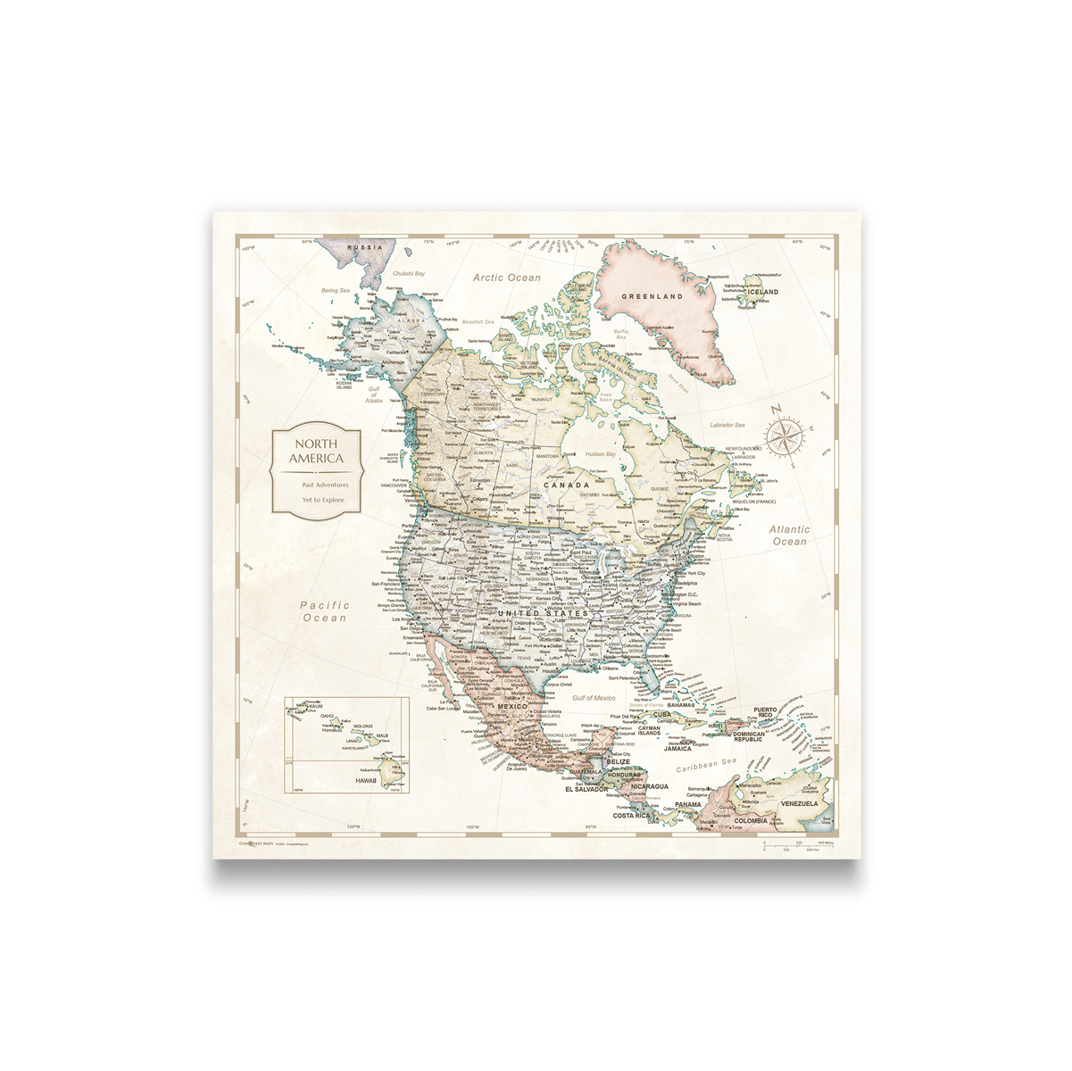 Push Pin North America Map (Pin Board) - Desert Sunrise