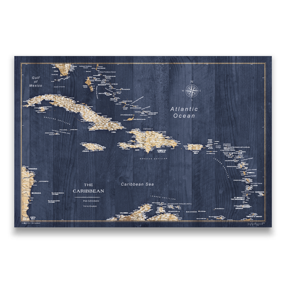 Push Pin Caribbean Map (Pin Board) - Deep-Sea Drift