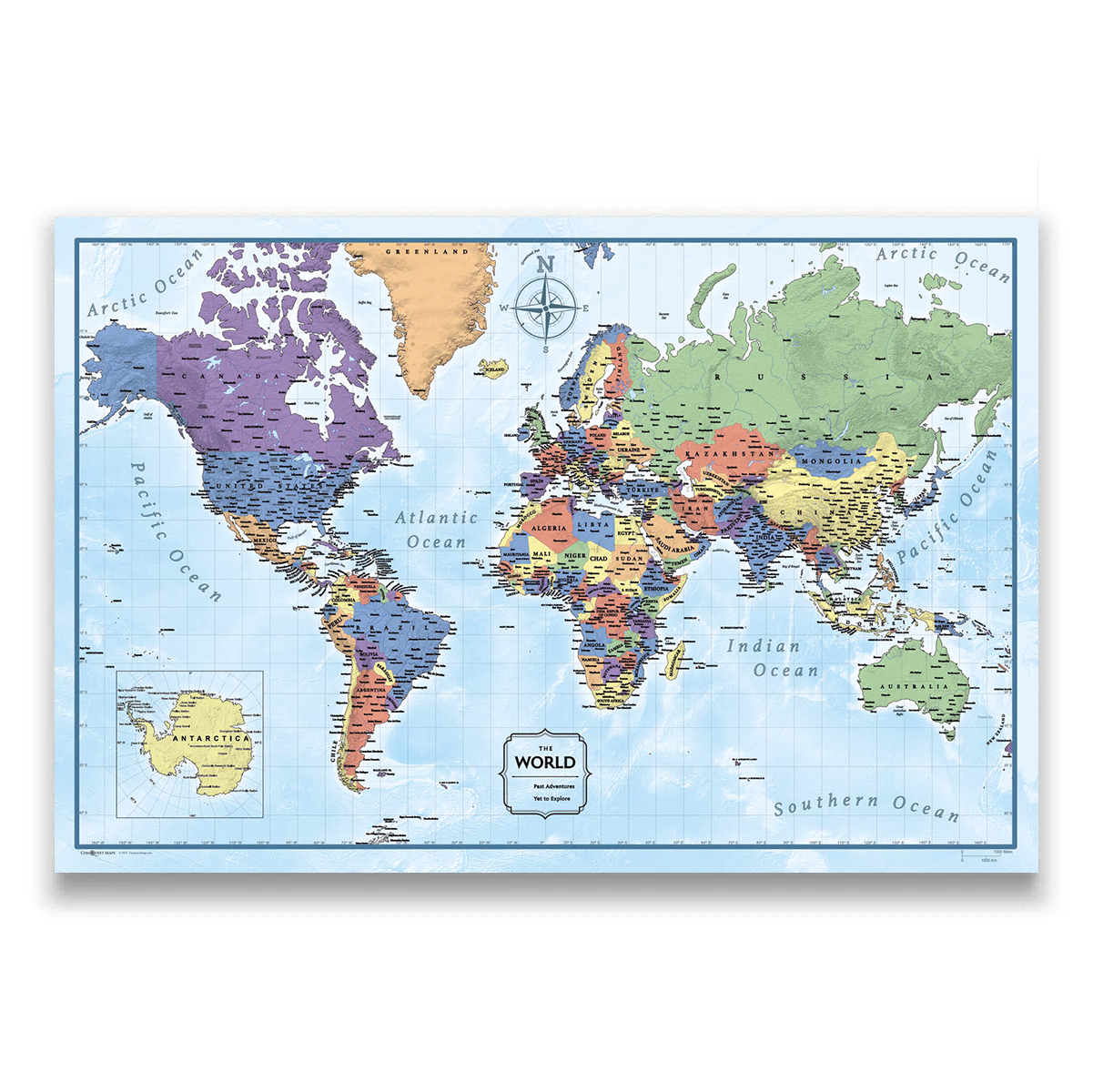 Modern Slate - World Map Pin Board w/ Push Pins | Conquest Maps