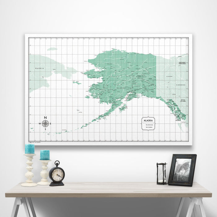 Alaska Map Poster - Green Color Splash CM Poster