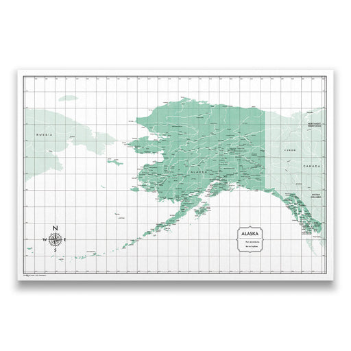 Alaska Map Poster - Green Color Splash CM Poster