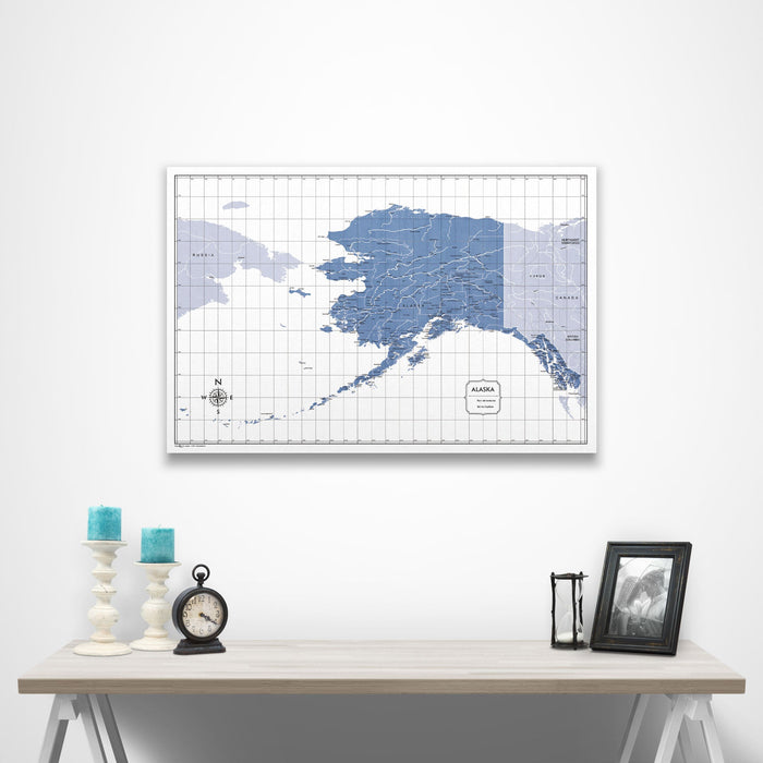 Alaska Map Poster - Navy Color Splash CM Poster