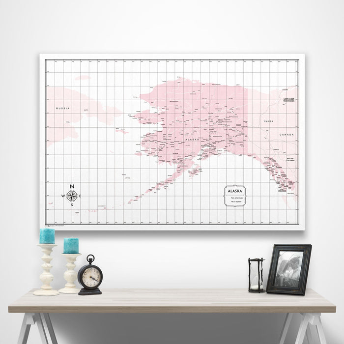 Alaska Map Poster - Pink Color Splash CM Poster