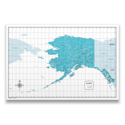 Alaska Map Poster - Teal Color Splash