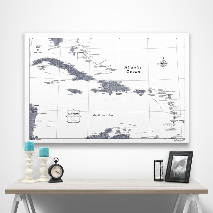Caribbean Poster Map - Dark Gray Color Splash CM Poster
