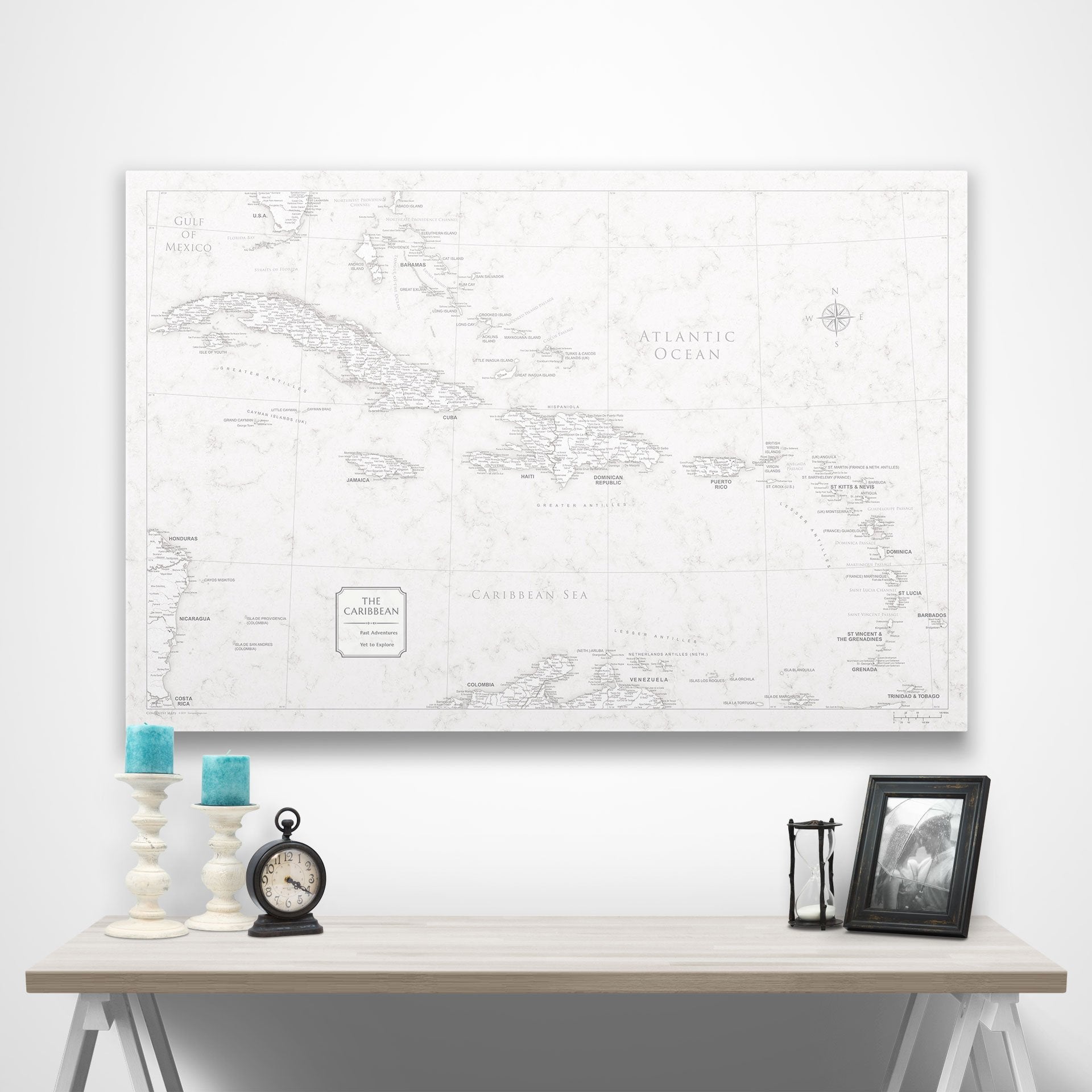 Push Pin Caribbean Map (Pin Board) - Classic Marble CM Pin Board