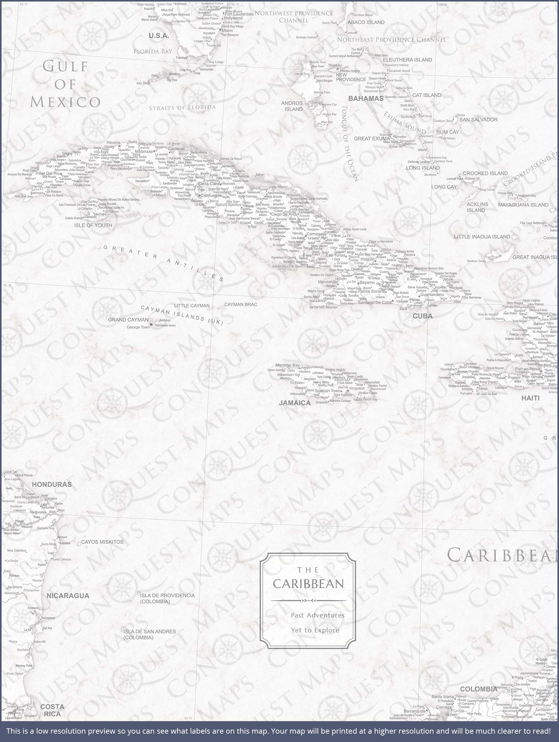 Push Pin Caribbean Map (Pin Board) - Classic Marble CM Pin Board