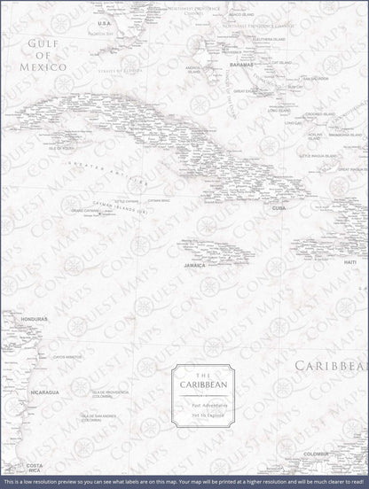 Push Pin Caribbean Map (Pin Board) - Classic Marble CM Pin Board