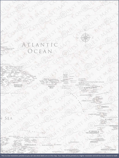 Push Pin Caribbean Map (Pin Board) - Classic Marble CM Pin Board