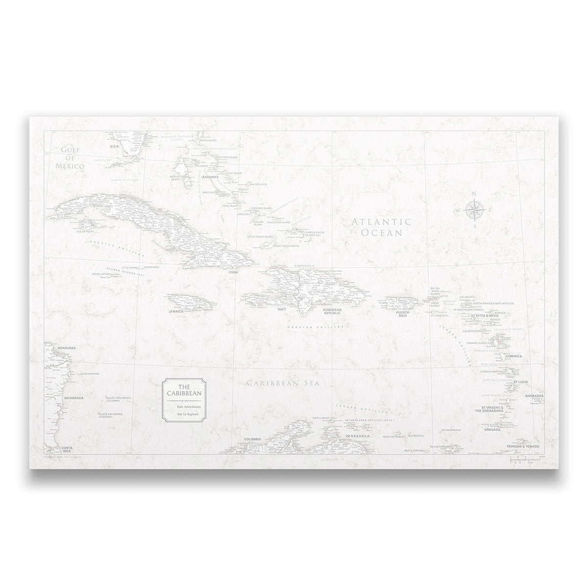 Push Pin Caribbean Map (Pin Board) - Classic Marble CM Pin Board