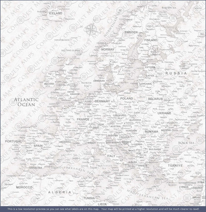 Push Pin Europe Map (Pin Board) - Classic Marble CM Pin Board