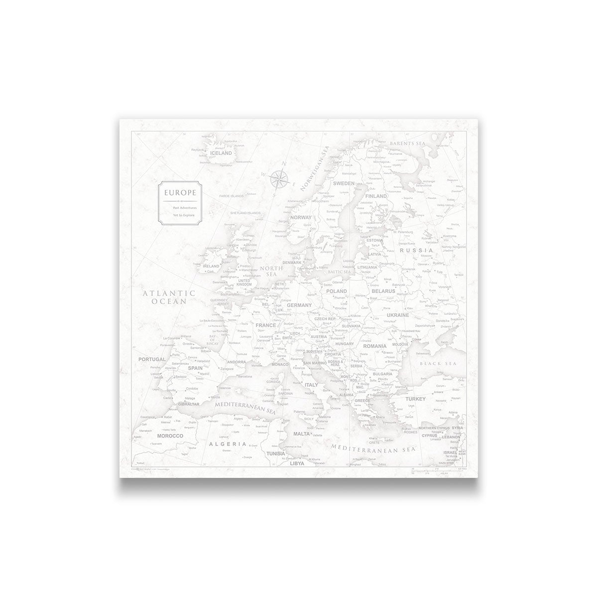 Push Pin Europe Map (Pin Board) - Classic Marble CM Pin Board
