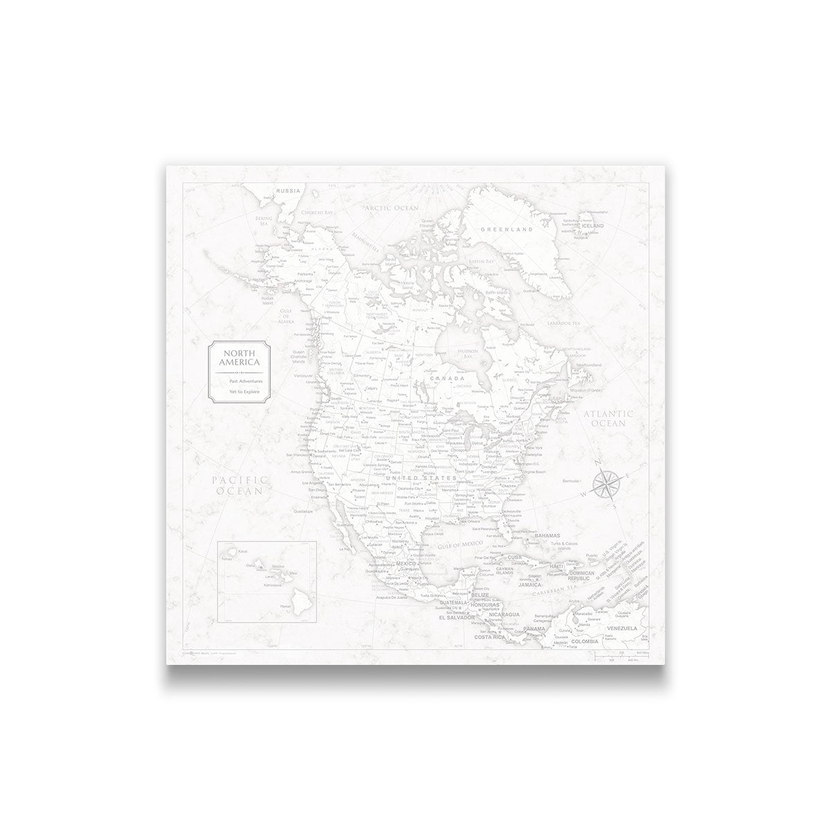 Push Pin North America Map (Pin Board) - Classic Marble CM Pin Board
