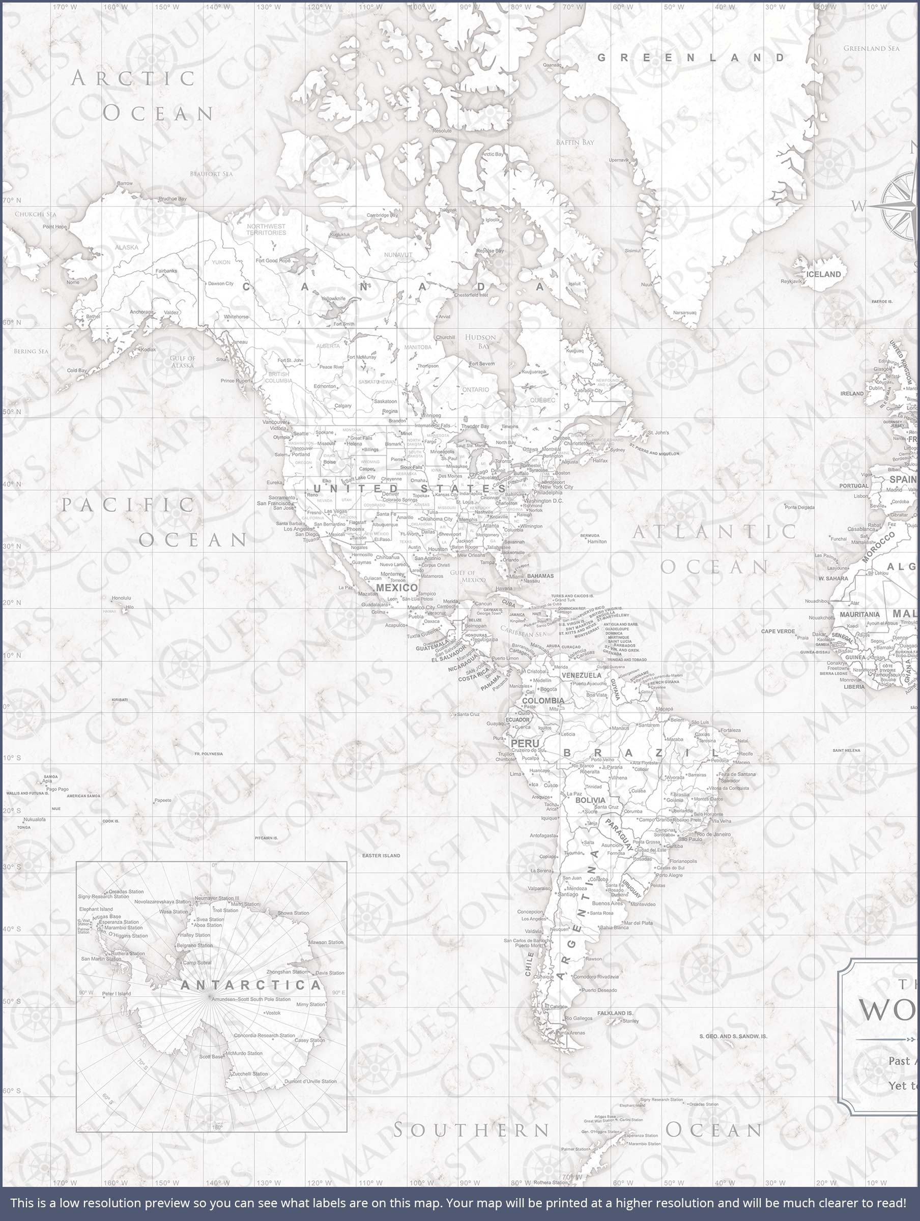 Push Pin World Map (Pin Board) - Classic Marble CM Pin Board