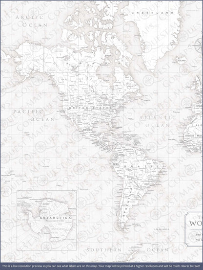 Push Pin World Map (Pin Board) - Classic Marble CM Pin Board