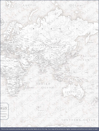 Push Pin World Map (Pin Board) - Classic Marble CM Pin Board