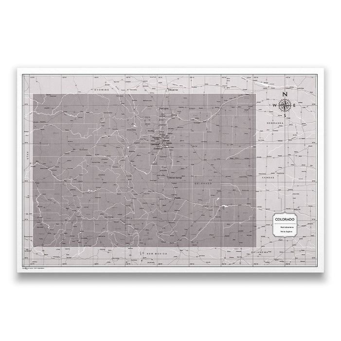 Push Pin Colorado Map (Pin Board/Poster) - Dark Brown Color Splash CM Pin Board